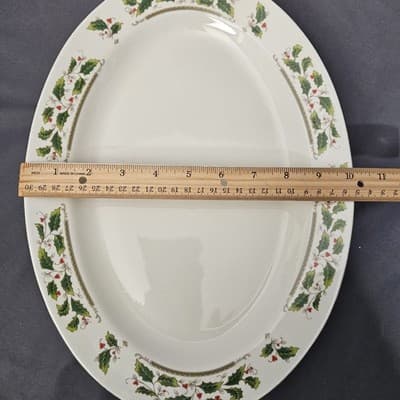 Vintage Home for the Holidays Holly Holiday Serving Platter 14" x 10" - Thumbnail 7
