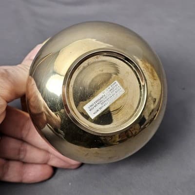 US Tobacco Company Small Brass Spittoon Vase Planter Made In India Vintage - Thumbnail 7
