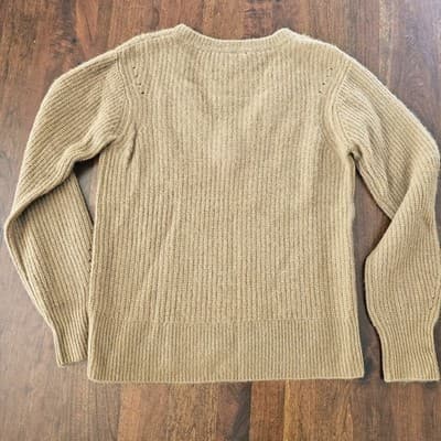 Paige V-Neck Cashmere Tan Sweater S Woven Pull Over Small - Thumbnail 17