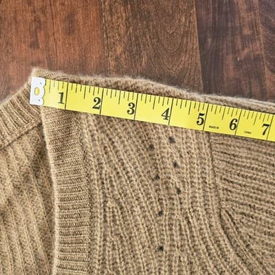 Paige V-Neck Cashmere Tan Sweater S Woven Pull Over Small - Thumbnail 11