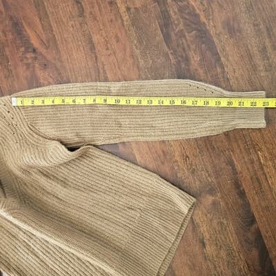 Paige V-Neck Cashmere Tan Sweater S Woven Pull Over Small - Thumbnail 15