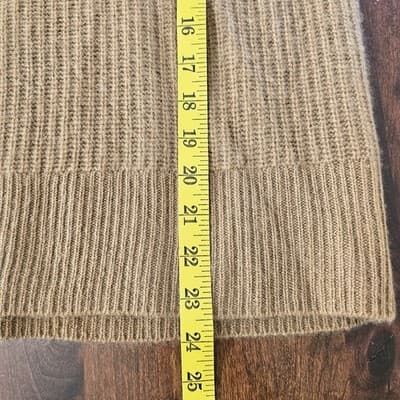 Paige V-Neck Cashmere Tan Sweater S Woven Pull Over Small - Thumbnail 13