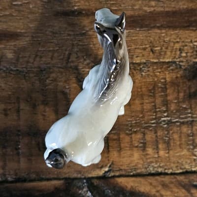 Vintage Bone China Gray Horse Figurine Very Small Pony 2.75" Tall Happy Tail Up - Thumbnail 5