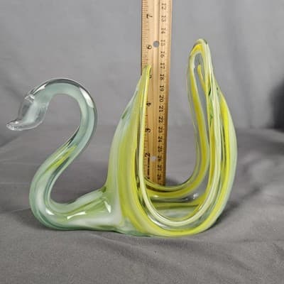 Vintage Art Glass Swan Napkin Letter Holder Hand Blown Figurine Mid Century - Thumbnail 6