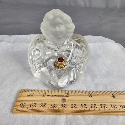 VTG Fenton glass paperweight angel July Birthstone hand frosted head Figurine - Thumbnail 5