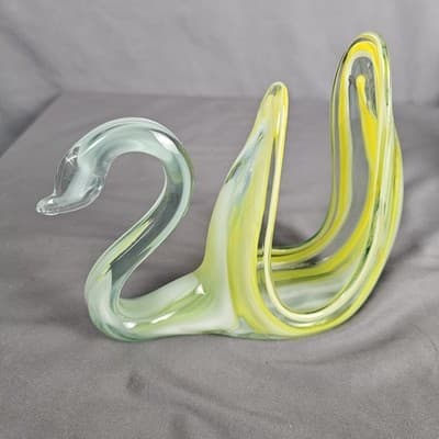 Vintage Art Glass Swan Napkin Letter Holder Hand Blown Figurine Mid Century - Thumbnail 4