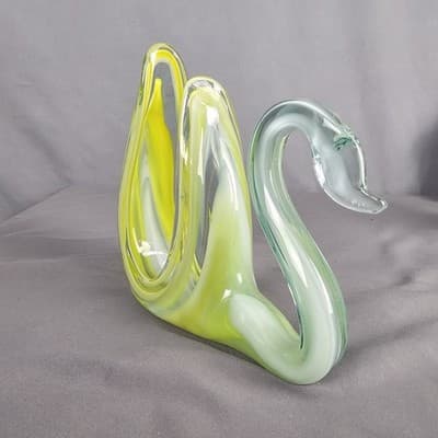 Vintage Art Glass Swan Napkin Letter Holder Hand Blown Figurine Mid Century - Thumbnail 2