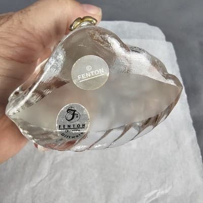 VTG Fenton glass paperweight angel July Birthstone hand frosted head Figurine - Thumbnail 3