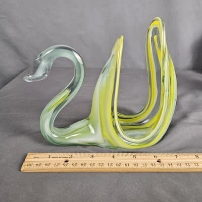 Vintage Art Glass Swan Napkin Letter Holder Hand Blown Figurine Mid Century - Thumbnail 5