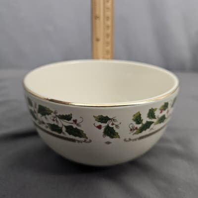 Home for the Holidays Holly Holiday Dinnerware Deep Bowls 5" Diameter - Thumbnail 4