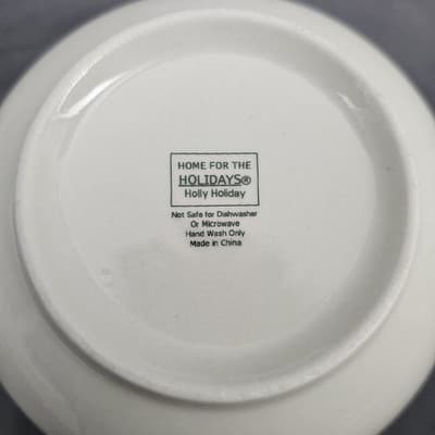 Home for the Holidays Holly Holiday Dinnerware Deep Bowls 5" Diameter - Thumbnail 9