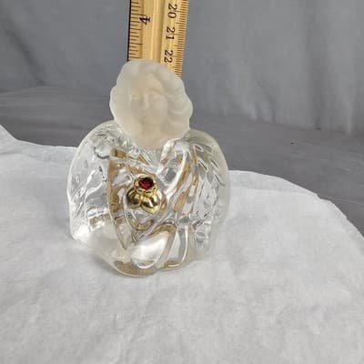 VTG Fenton glass paperweight angel July Birthstone hand frosted head Figurine - Thumbnail 6