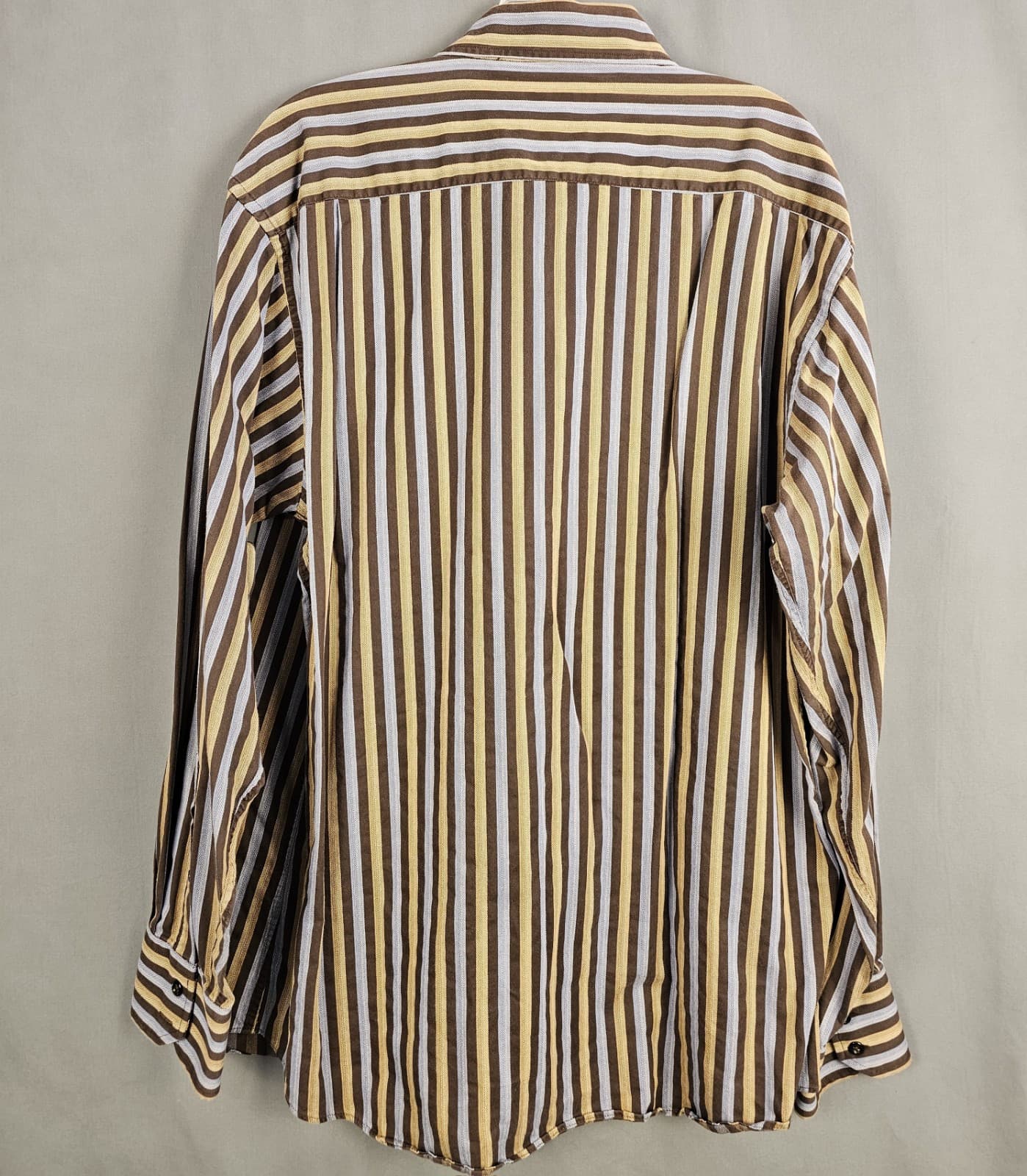 Bachrach Mens Casual/ Dress Shirt, XL 43/44 17.5" Vertical Stripes Long Sleeve - Thumbnail 4