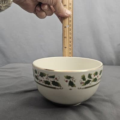 Home for the Holidays Holly Holiday Dinnerware Deep Bowls 5" Diameter - Thumbnail 6