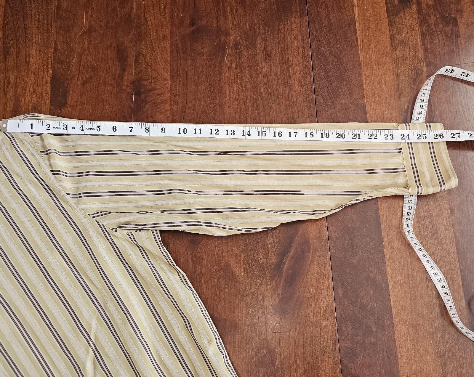 Calvin Klein Mens 2XL Long Sleeve casual Button Down Shirt Stripes Beige Cotton - Thumbnail 12