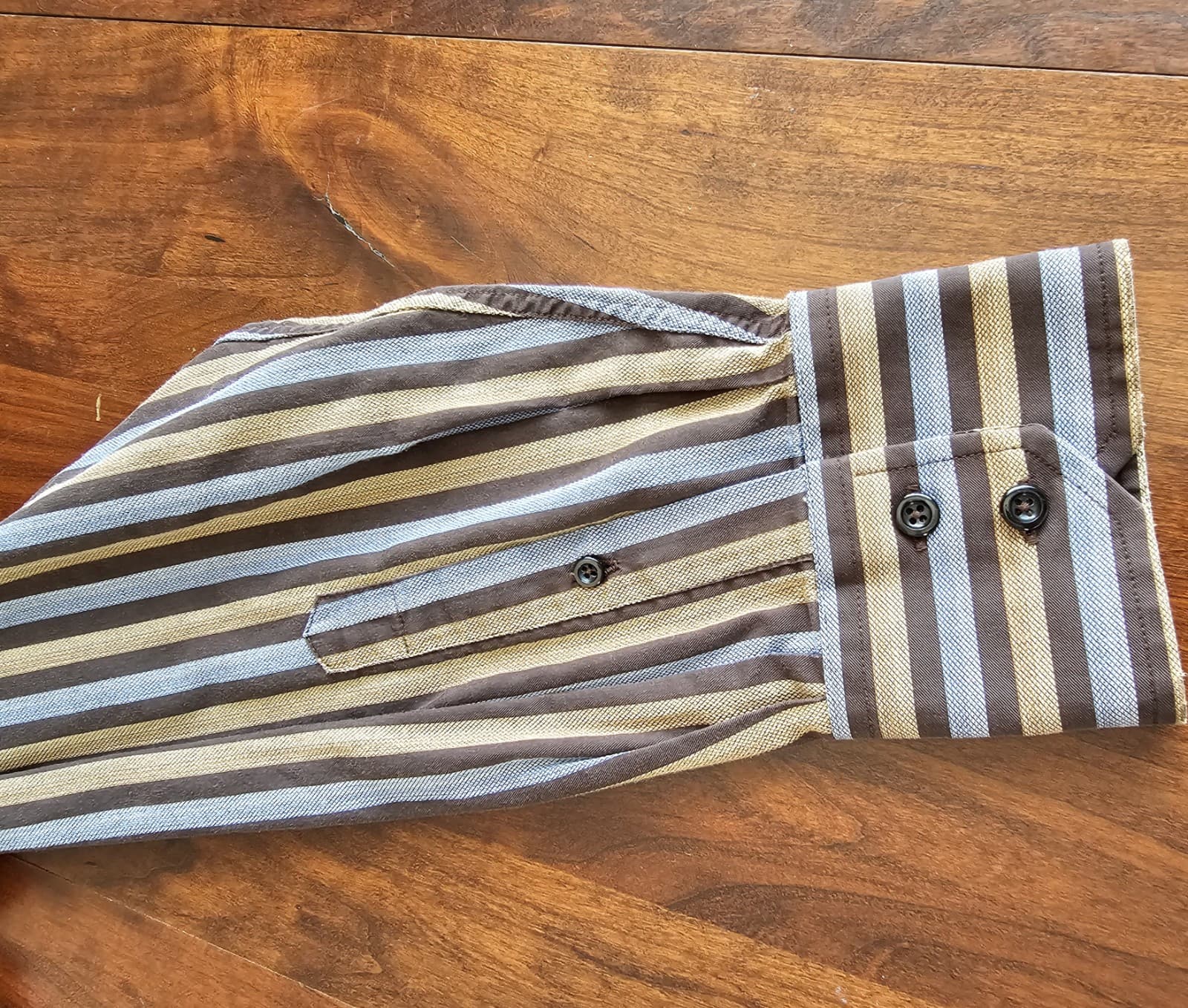 Bachrach Mens Casual/ Dress Shirt, XL 43/44 17.5" Vertical Stripes Long Sleeve - Thumbnail 10