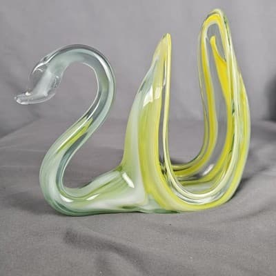 Vintage Art Glass Swan Napkin Letter Holder Hand Blown Figurine Mid Century - Thumbnail 3