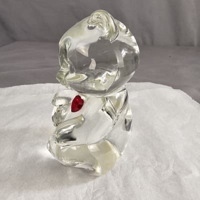 Fenton Glass Teddy Bear Heart Stone Of The Month July Ruby - Thumbnail 4