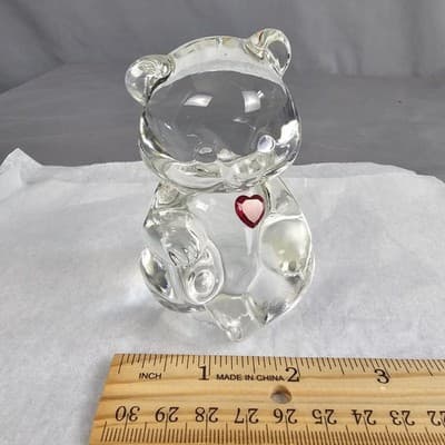 Fenton Glass Teddy Bear Heart Stone Of The Month July Ruby - Thumbnail 6