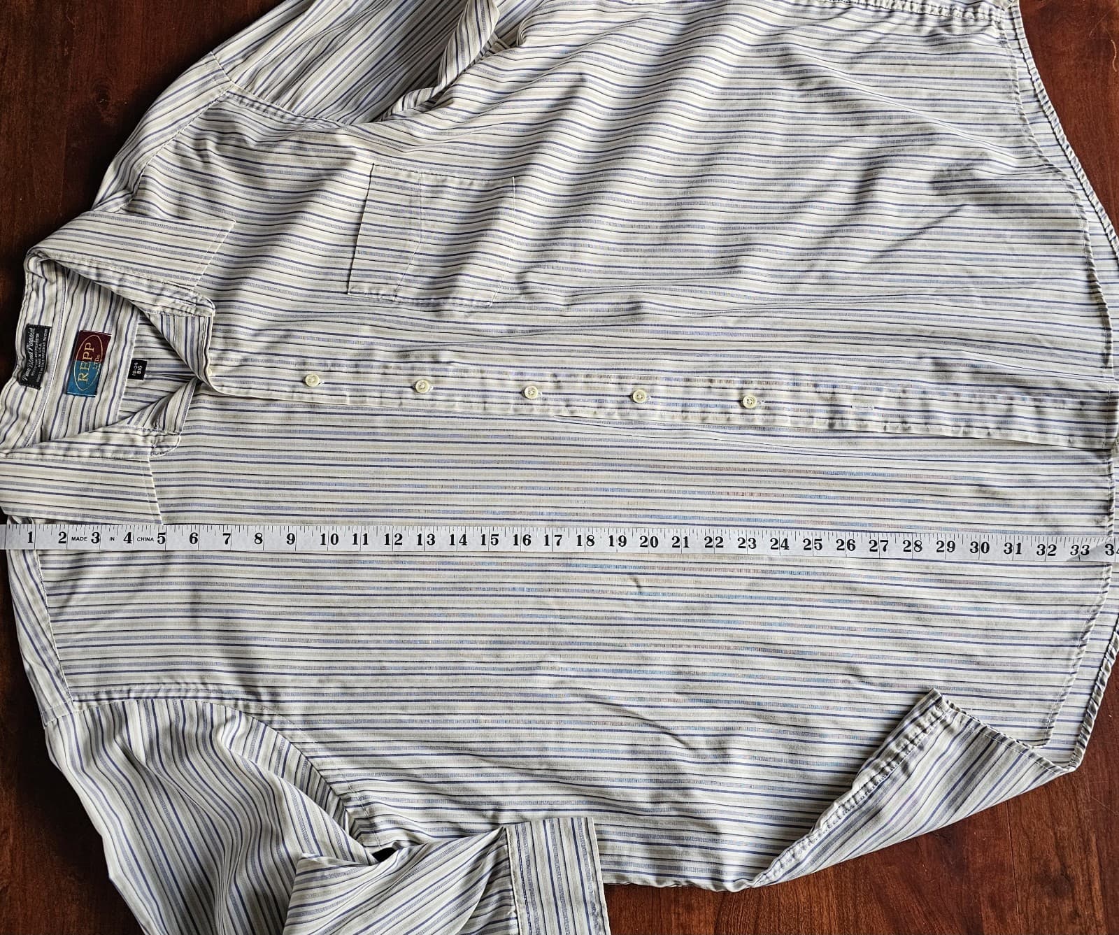 Repp LTD. Shirt Men's Casual 19-34 BIG Long Sleeve RN 27150 Beige Stripe - Thumbnail 10