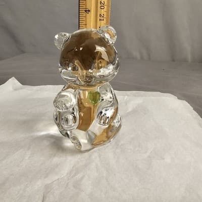 Fenton Glass Teddy Bear Heart Stone Of The Month August Green - Thumbnail 8