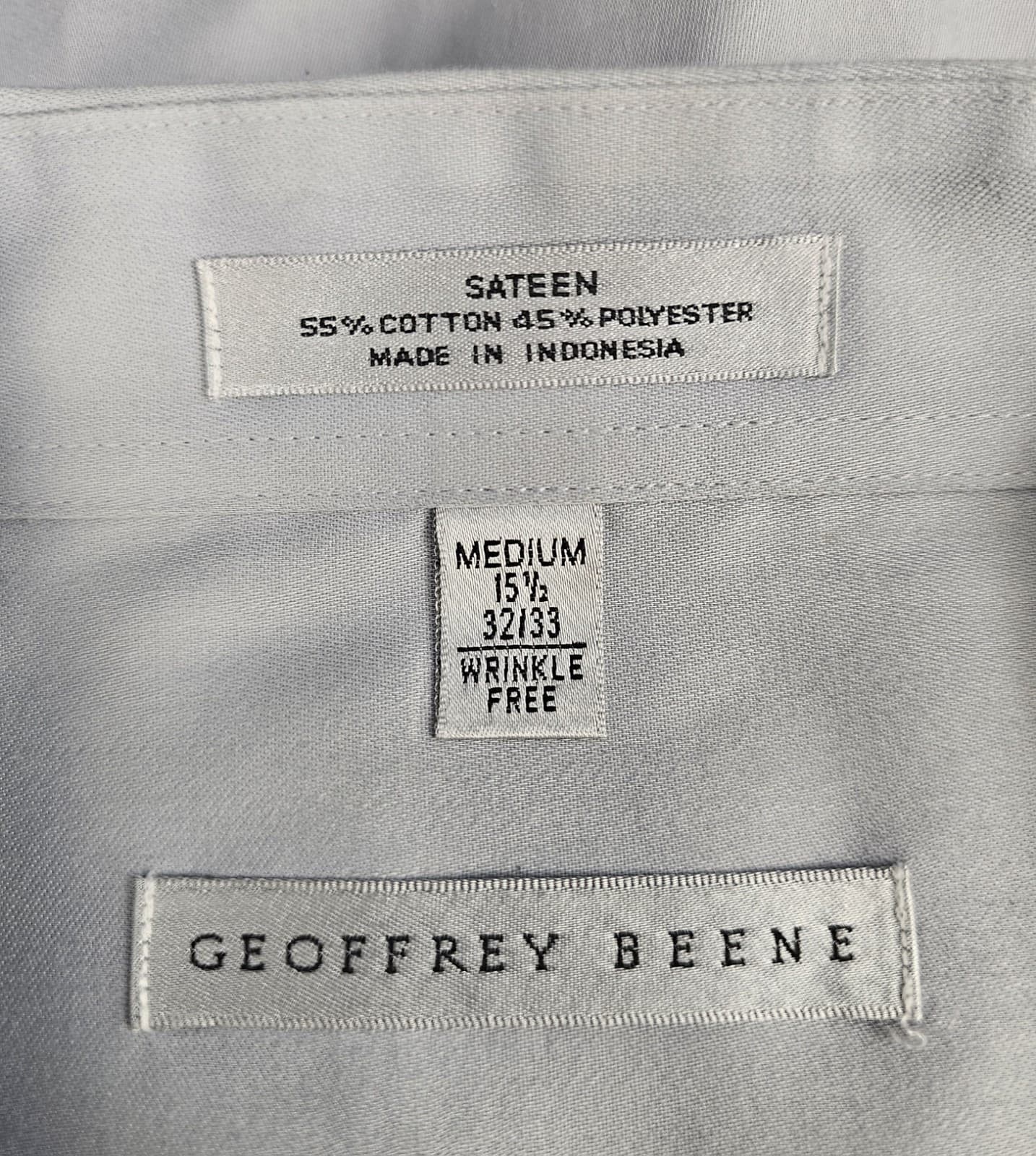 Geoffrey Beene Men Gray Sateen Wrinkle Free Dress Shirt M 15.5 Long Sleeve - Thumbnail 6