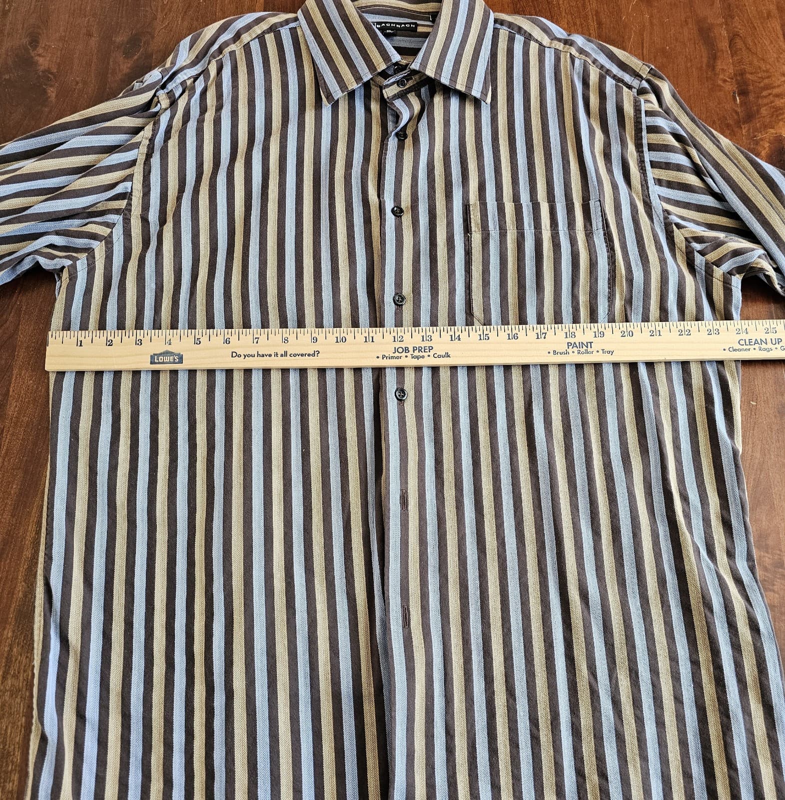 Bachrach Mens Casual/ Dress Shirt, XL 43/44 17.5" Vertical Stripes Long Sleeve - Thumbnail 8