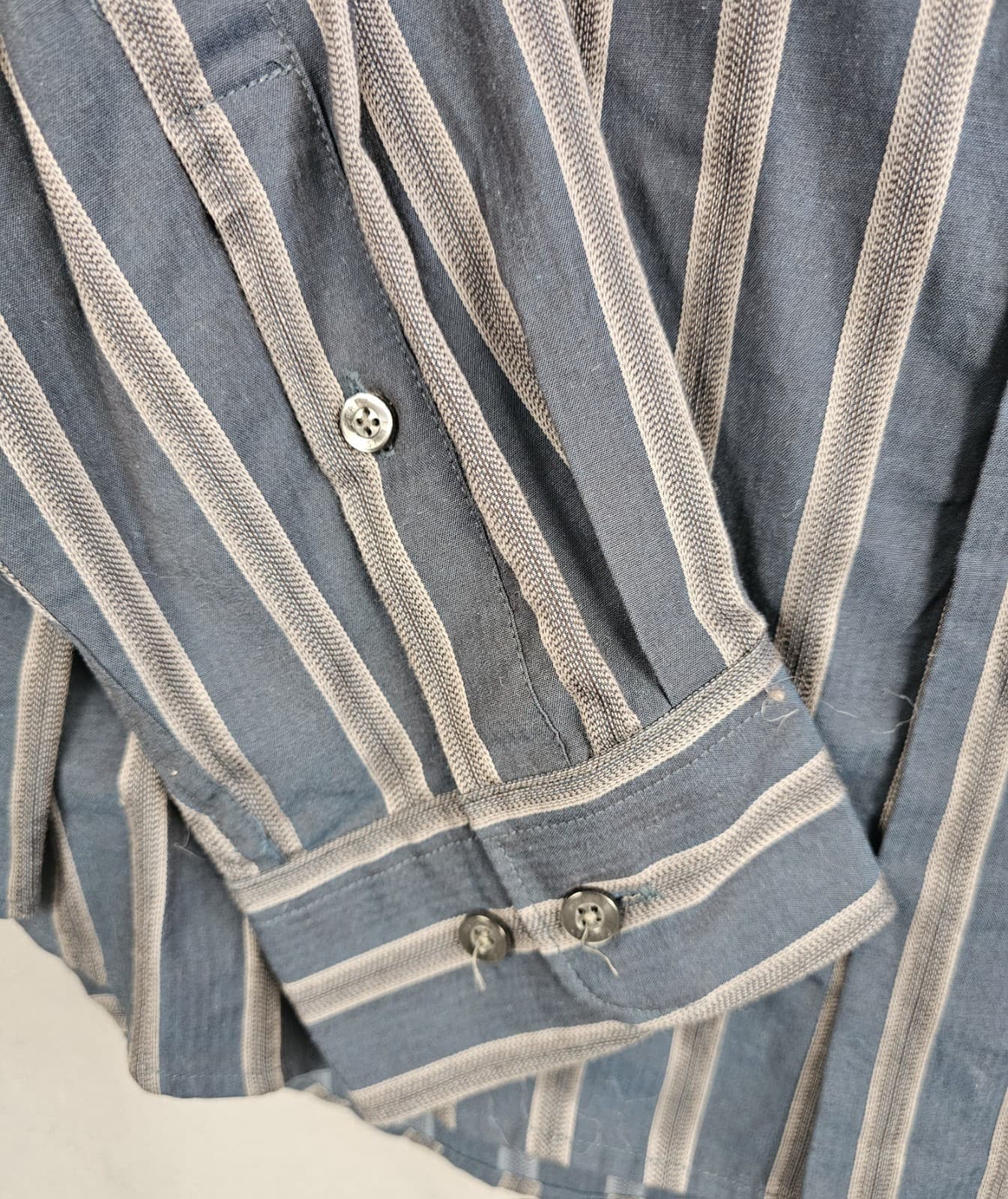 Perry Ellis Shirt Mens XL Blue Stripe Cotton Long Sleeves Casual Button Up - Thumbnail 3