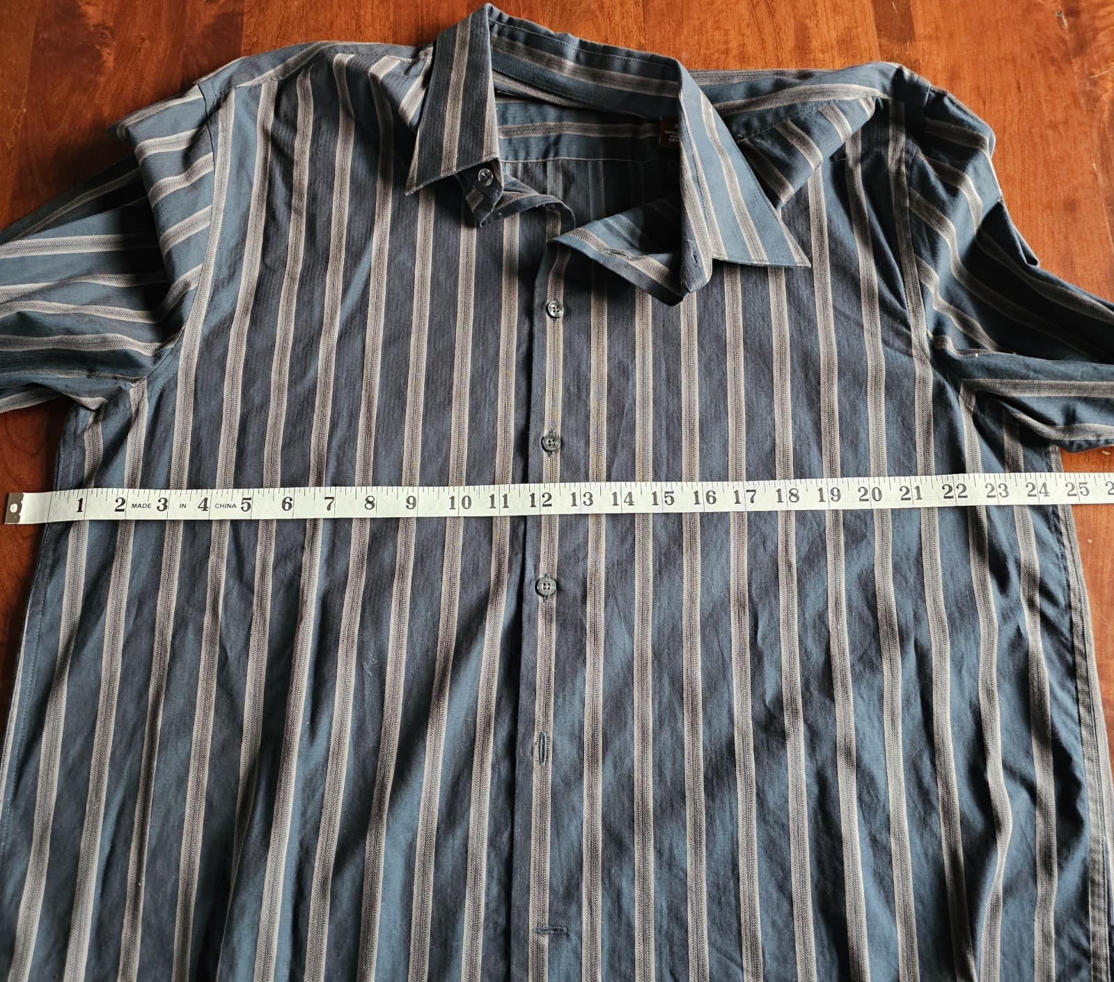 Perry Ellis Shirt Mens XL Blue Stripe Cotton Long Sleeves Casual Button Up - Thumbnail 11