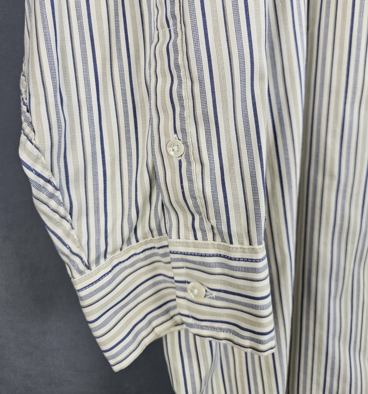 Repp LTD. Shirt Men's Casual 19-34 BIG Long Sleeve RN 27150 Beige Stripe - Thumbnail 4