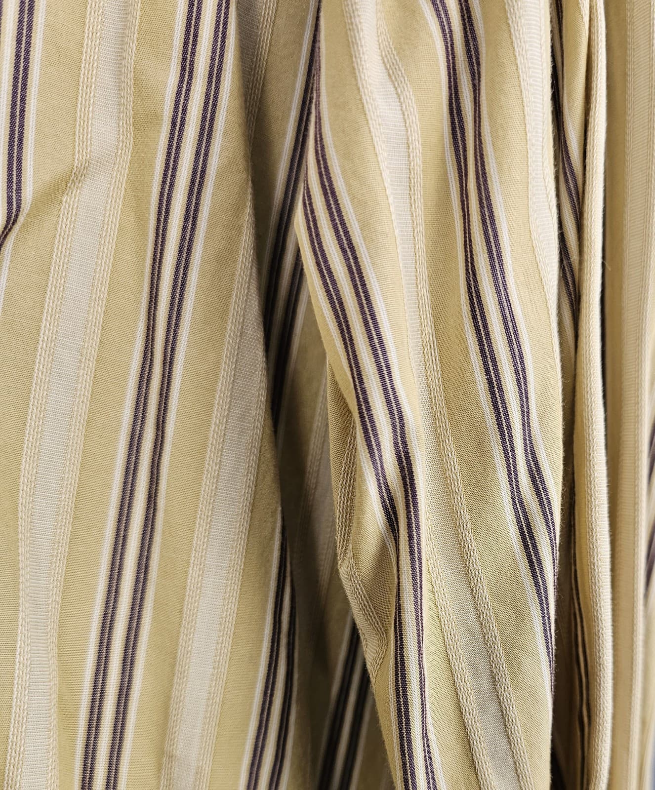 Calvin Klein Mens 2XL Long Sleeve casual Button Down Shirt Stripes Beige Cotton - Thumbnail 6