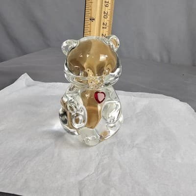 Fenton Glass Teddy Bear Heart Stone Of The Month July Ruby - Thumbnail 7