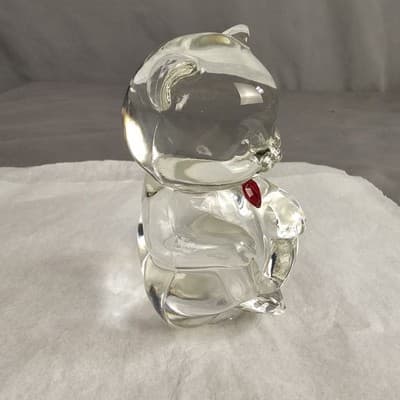 Fenton Glass Teddy Bear Heart Stone Of The Month July Ruby - Thumbnail 2