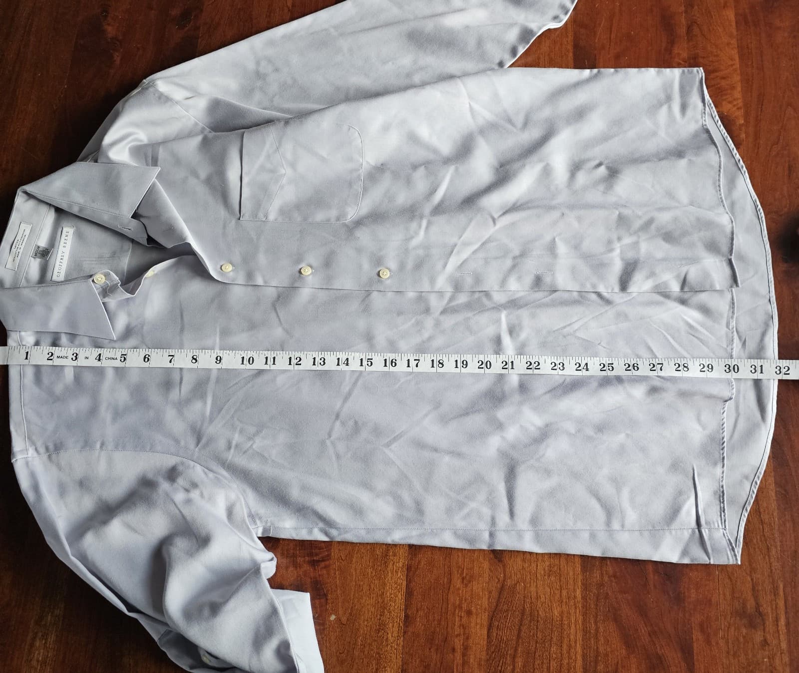 Geoffrey Beene Men Gray Sateen Wrinkle Free Dress Shirt M 15.5 Long Sleeve - Thumbnail 11