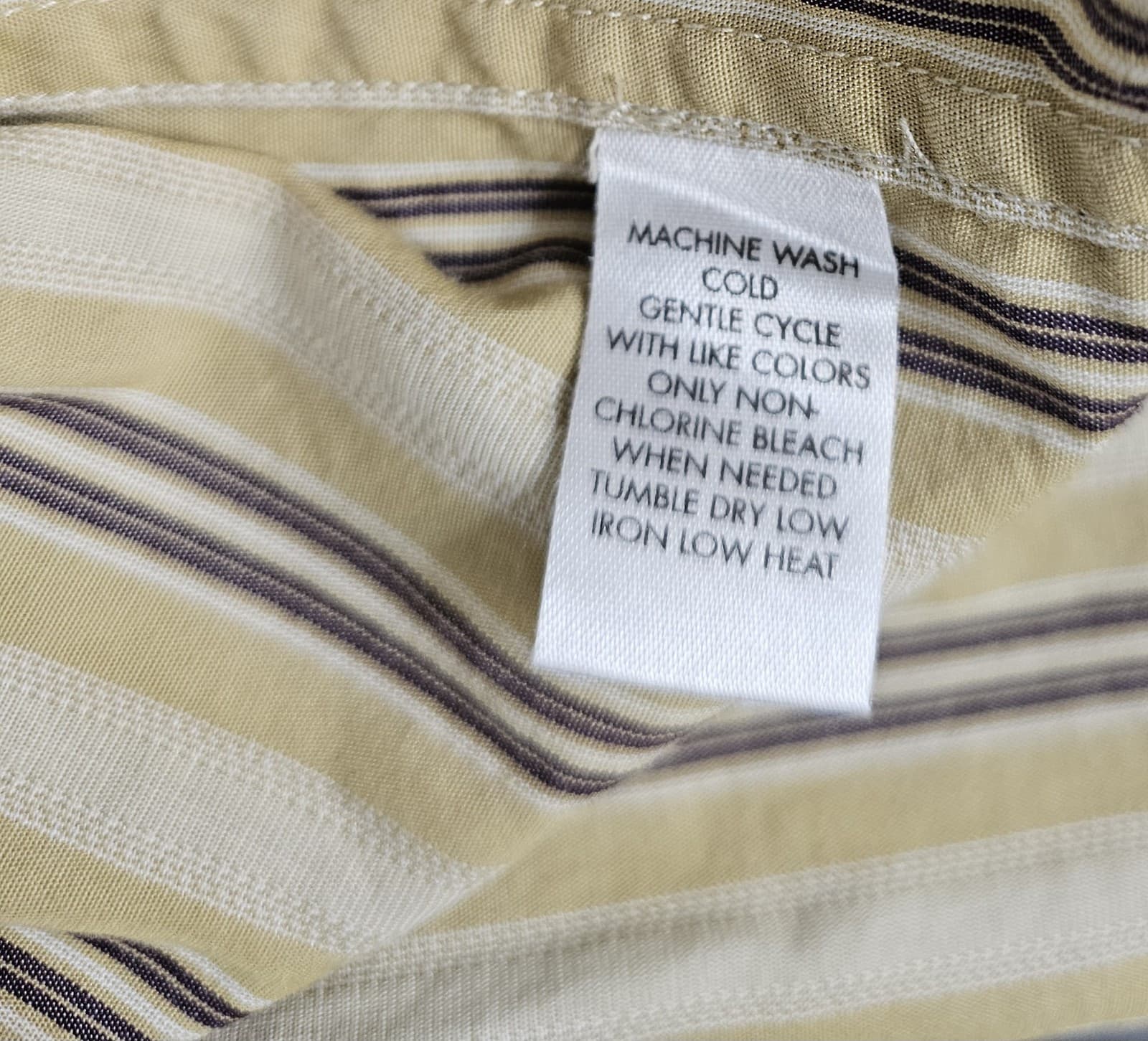 Calvin Klein Mens 2XL Long Sleeve casual Button Down Shirt Stripes Beige Cotton - Thumbnail 9