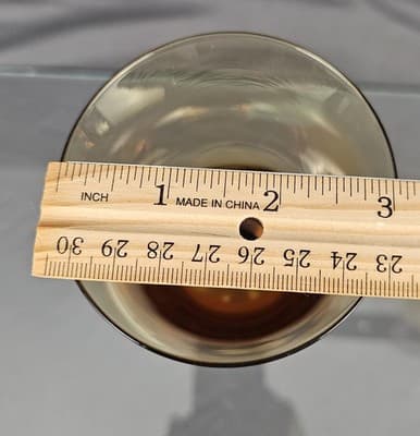 2 Wine Goblets Amber Handblown Vintage Bubble 8” Tall MCM Retro Glass - Thumbnail 5