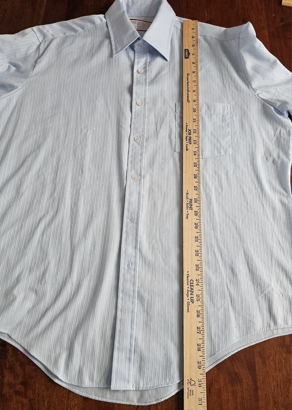 Sears Mens Dress Shirt, 17 34/35 Regular Cut, Blue w verticle rib weeve L Sleeve - Thumbnail 10