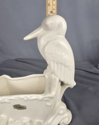Vintage Haeger Pottery White Stork Planter / Vase 10" Tall VERY NICE Baby MCM - Thumbnail 9