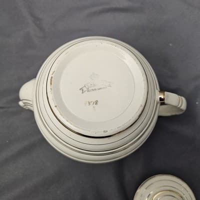 Vintage Sadler Cream and Gold Striped Teapot #1378 - Thumbnail 10