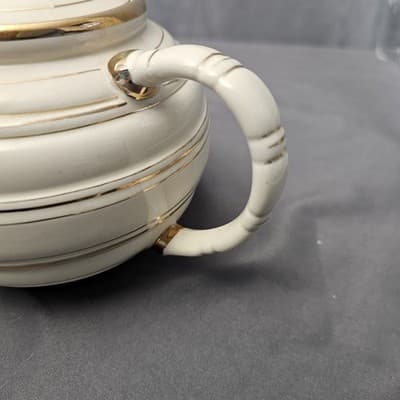 Vintage Sadler Cream and Gold Striped Teapot #1378 - Thumbnail 7