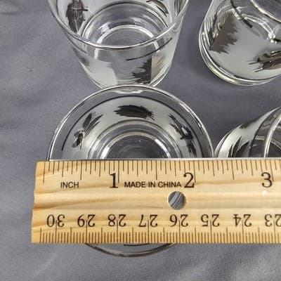 Libbey Glass Silver Leaf Old Fashioned Glasses 3" Set Of 6 Frosted Platinum Trim - Thumbnail 4