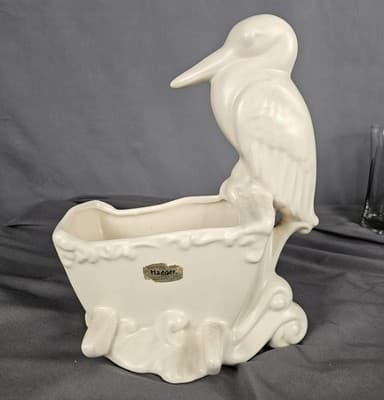 Vintage Haeger Pottery White Stork Planter / Vase 10" Tall VERY NICE Baby MCM - Thumbnail 3
