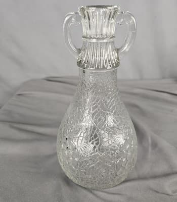 Antique/Vintage White House Vinegar Bottle Clear Cabbage Rose Pattern 9 1/2 in. - Thumbnail 3