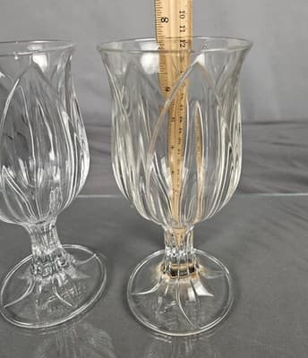 Vintage Cris D'arques Durand Crystal Pompano Tulip Water Goblets Set Of 2 - Thumbnail 7