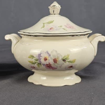 Vintage Homer Laughlin Virginia Rose Creamer Sugar Bowl G52 N8, F52 N8 - Thumbnail 3