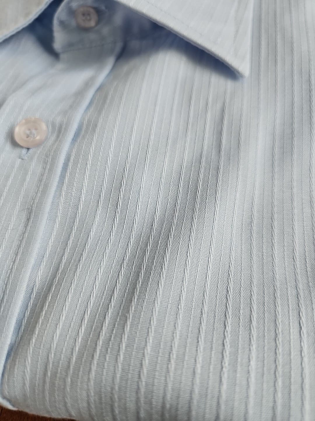 Sears Mens Dress Shirt, 17 34/35 Regular Cut, Blue w verticle rib weeve L Sleeve - Thumbnail 13
