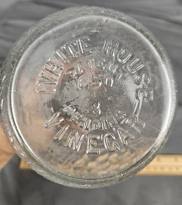 Antique/Vintage White House Vinegar Bottle Clear Cabbage Rose Pattern 9 1/2 in. - Thumbnail 6