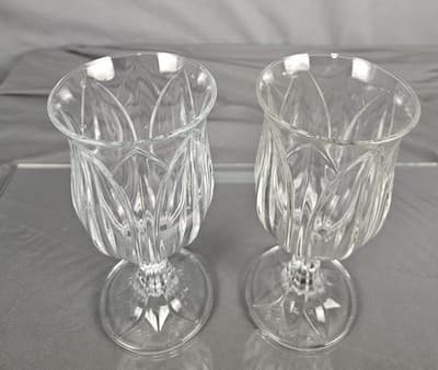 Vintage Cris D'arques Durand Crystal Pompano Tulip Water Goblets Set Of 2 - Thumbnail 3
