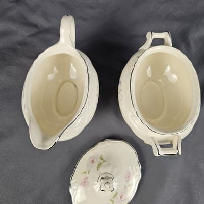 Vintage Homer Laughlin Virginia Rose Creamer Sugar Bowl G52 N8, F52 N8 - Thumbnail 7
