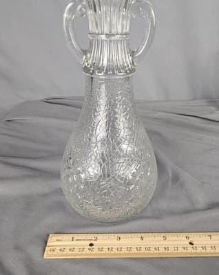 Antique/Vintage White House Vinegar Bottle Clear Cabbage Rose Pattern 9 1/2 in. - Thumbnail 7